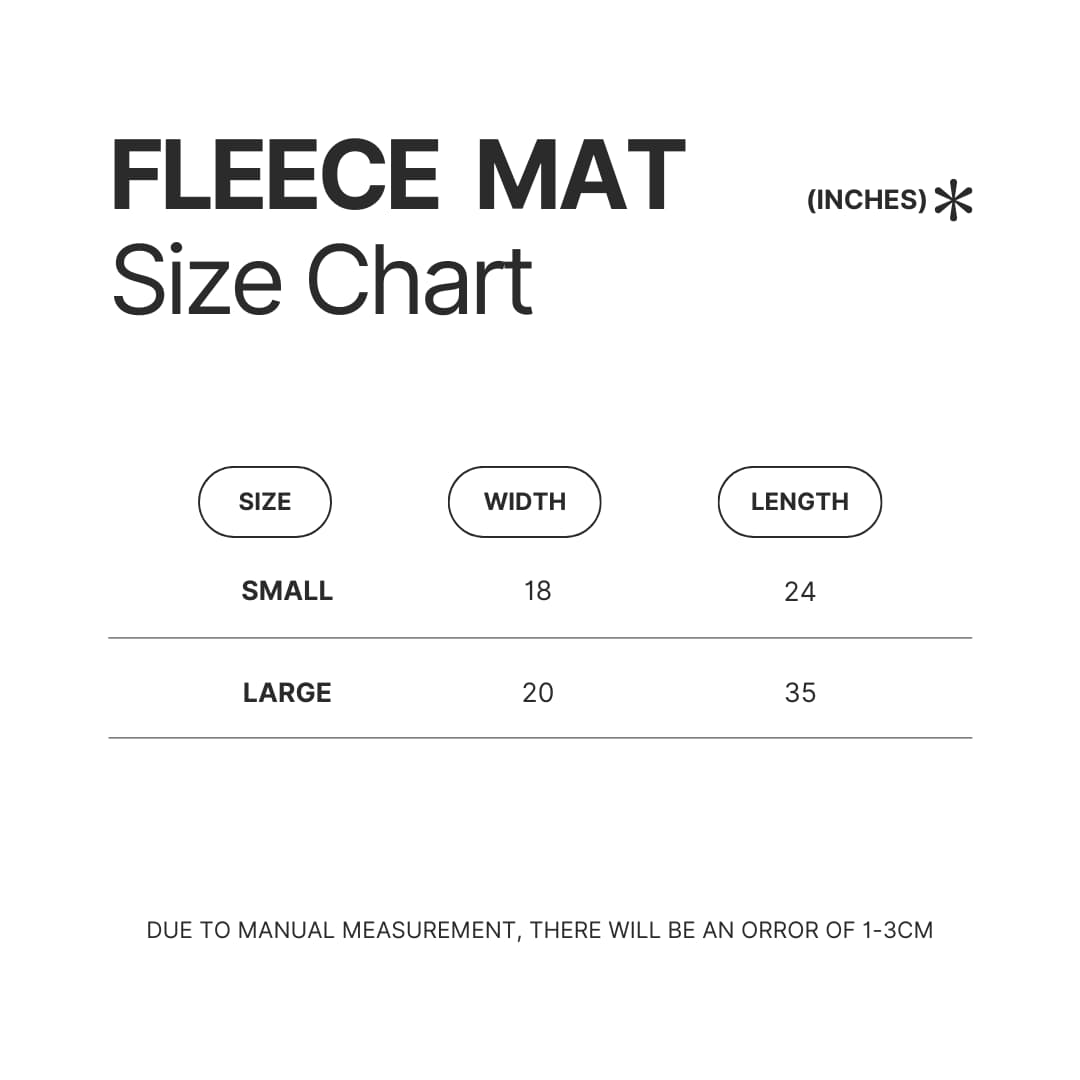 Fleece Mat Size Chart - Sentenced to Be a Hero Store